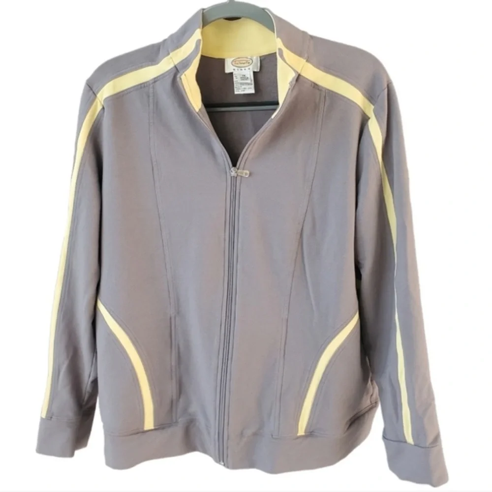 Talbots Gray Yellow Full Zip Track Jacket Size 1X - Picture 1 of 5